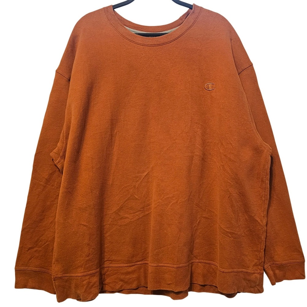 Champion Eco Authentic Mens 3XL Burnt Orange Crewneck Sweatshirt Pullover Logo